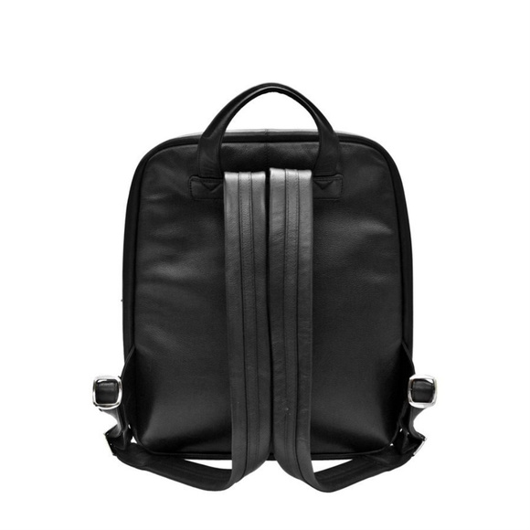 Huge GENUINE Leather Black Laptop Backpack Bag - Picture 2 of 3